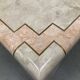Marble tessellate coffee table '80, off white and salmon with brass