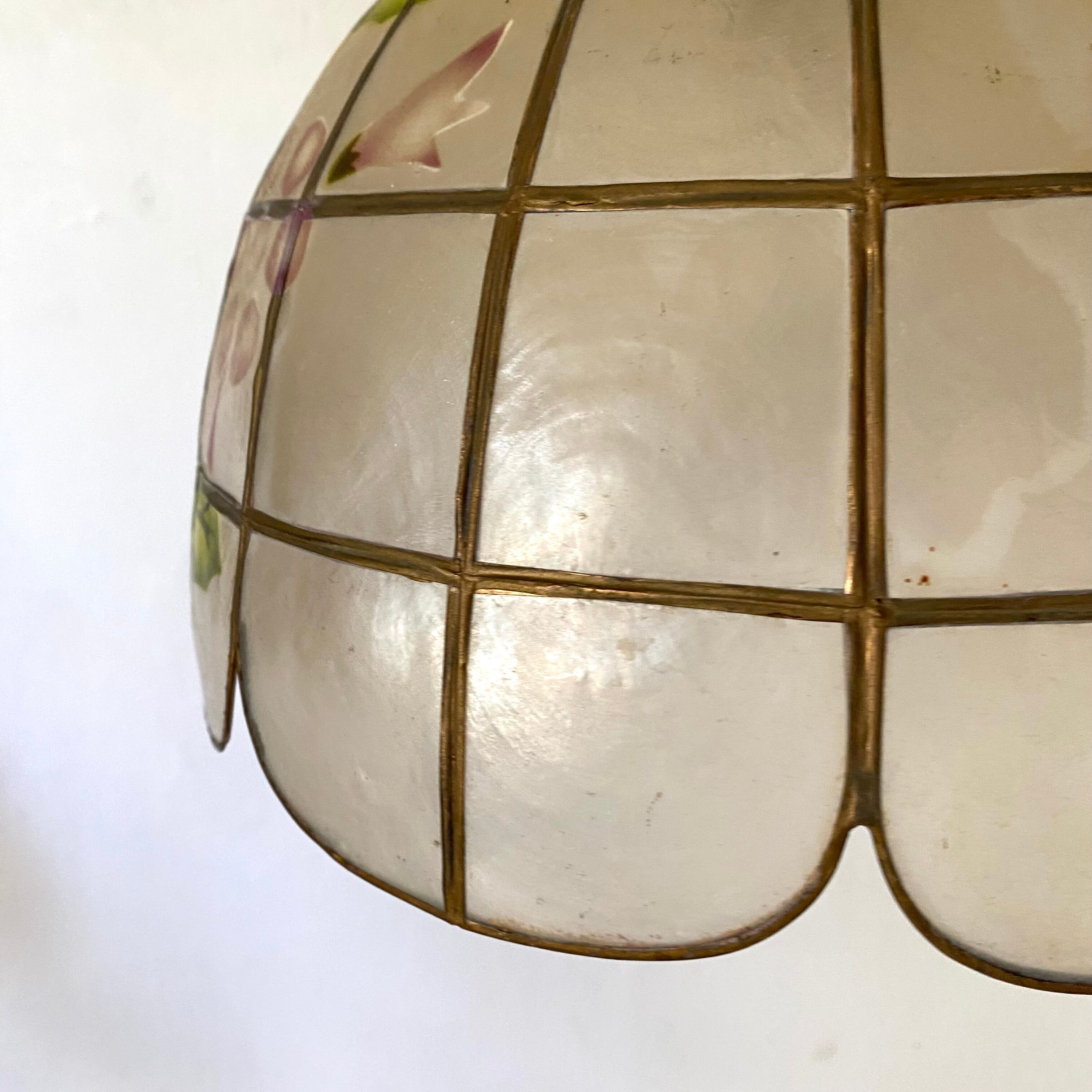 Mother-of-pearl and brass pendant light