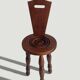 Folk Art Chestnut Wood Tripod Chair, Charles Dudouyt Style, France, 1930s
