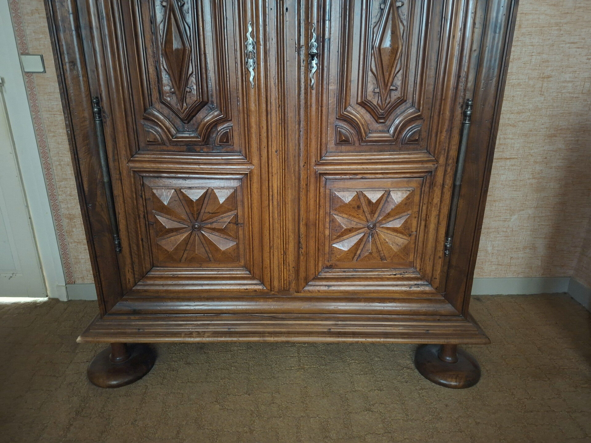 Louis XIII Walnut Carved and Moulded Wardrobe – 17th century