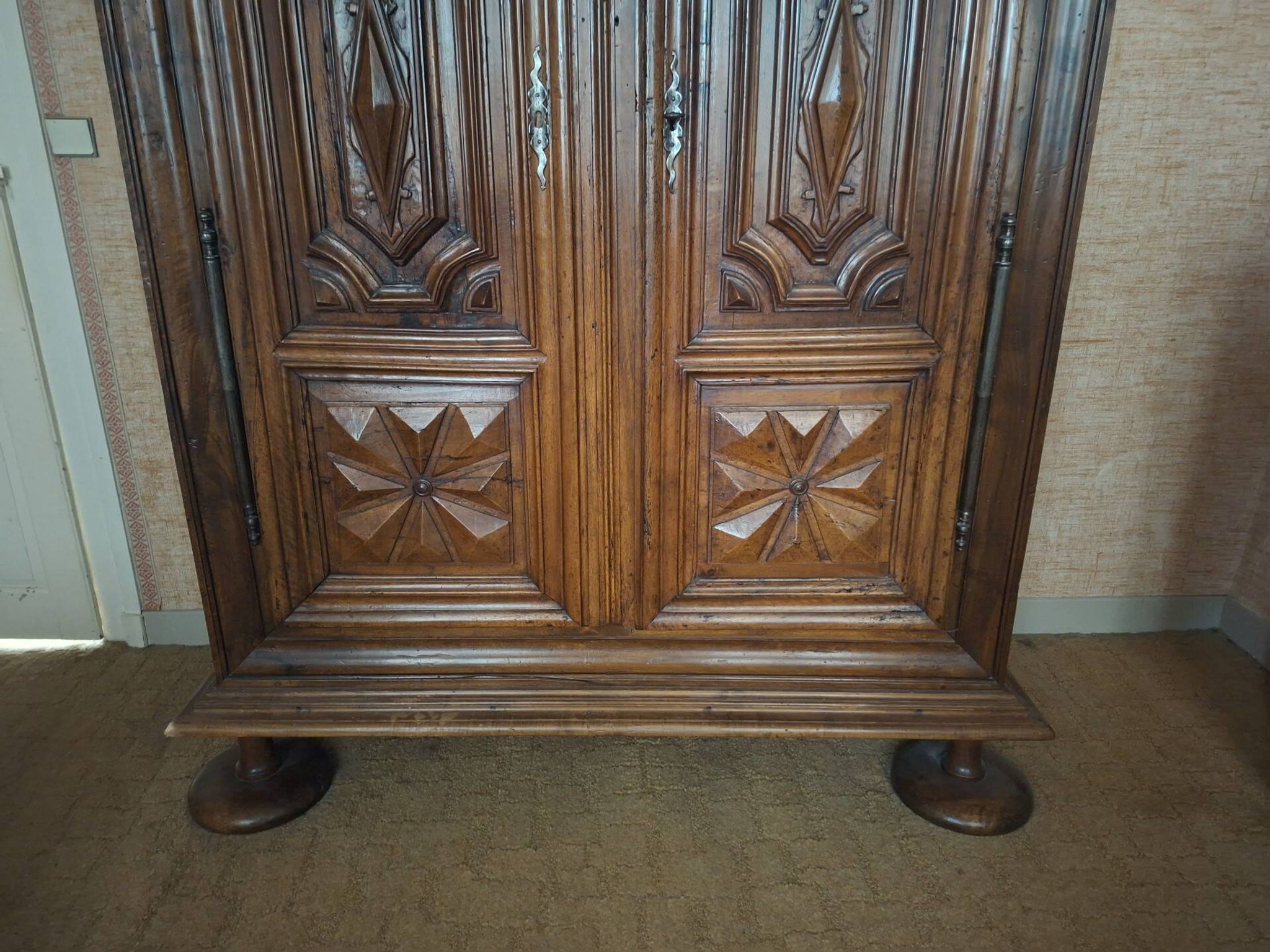 Louis XIII Walnut Carved and Moulded Wardrobe – 17th century