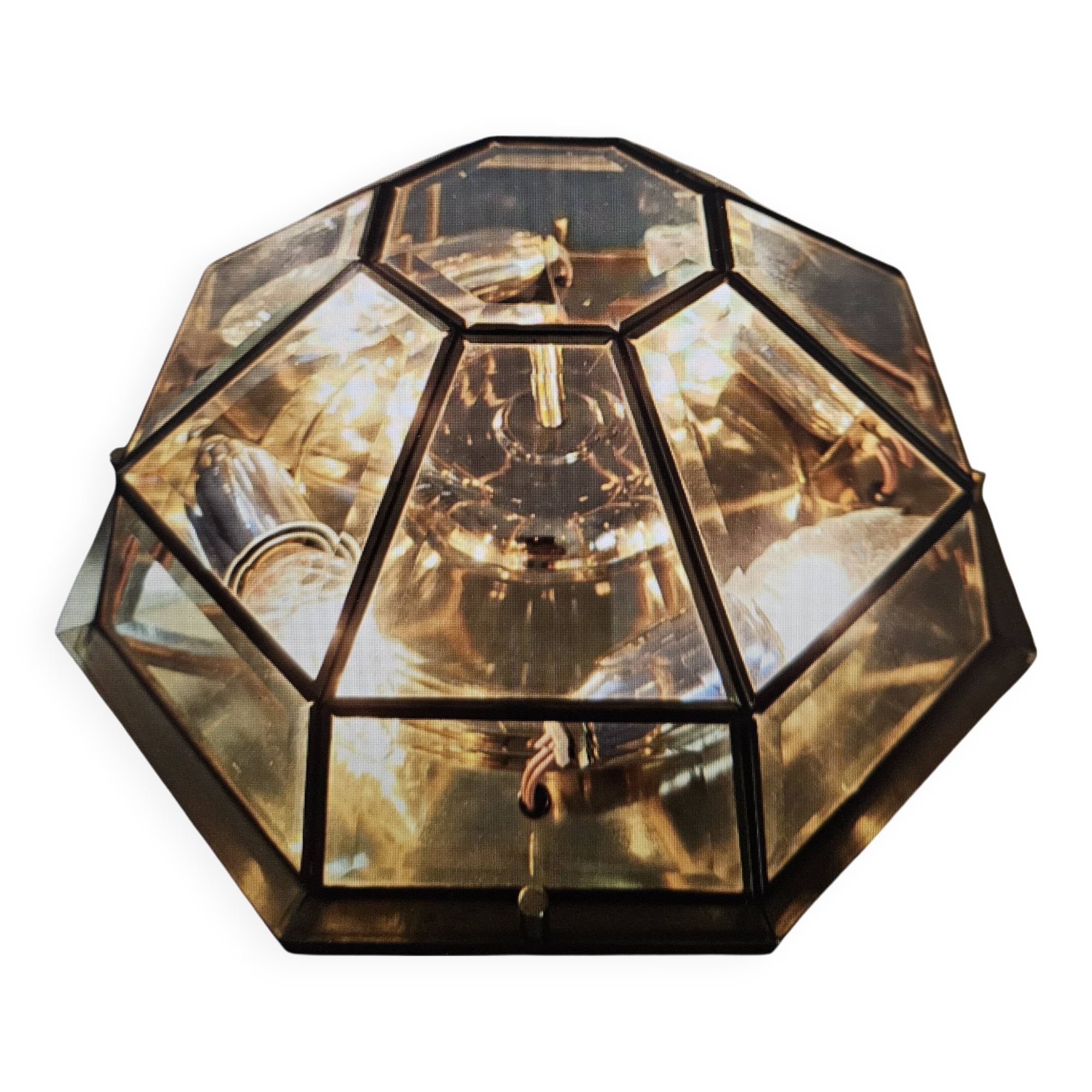 Lampe à suspension Achthoekige Deknudt Hollywood Regency Stijl 1980