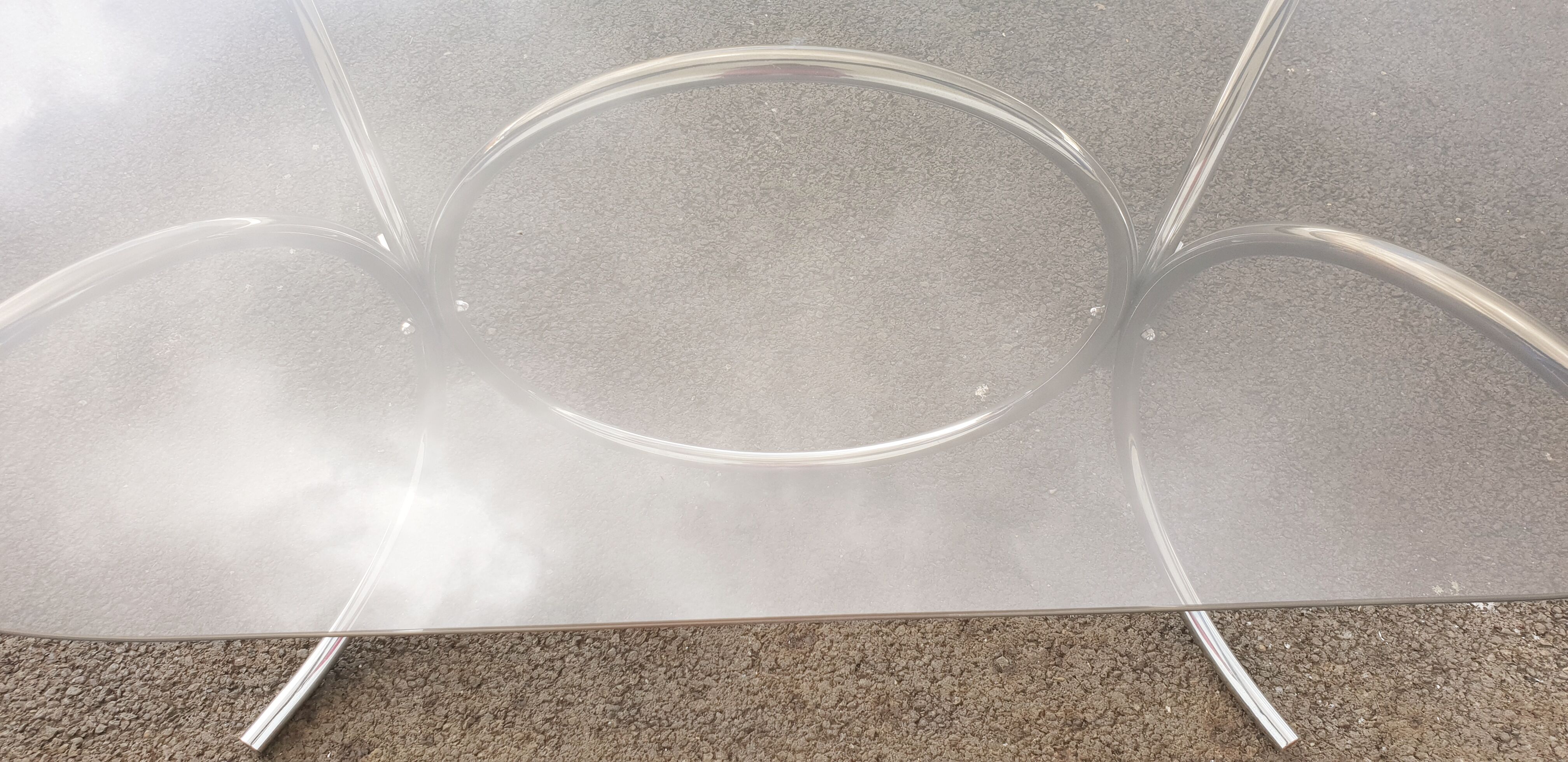 Vintage glass oval table