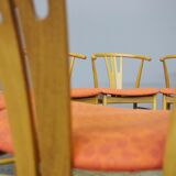 Set of 11 modern curved wood oak chairs