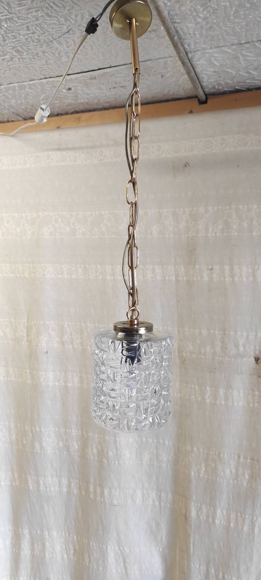 Glass and gilded metal suspension - mid 20th century