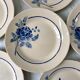 Set of 6 flat plates blue flowers Saint-Amand years 30-40