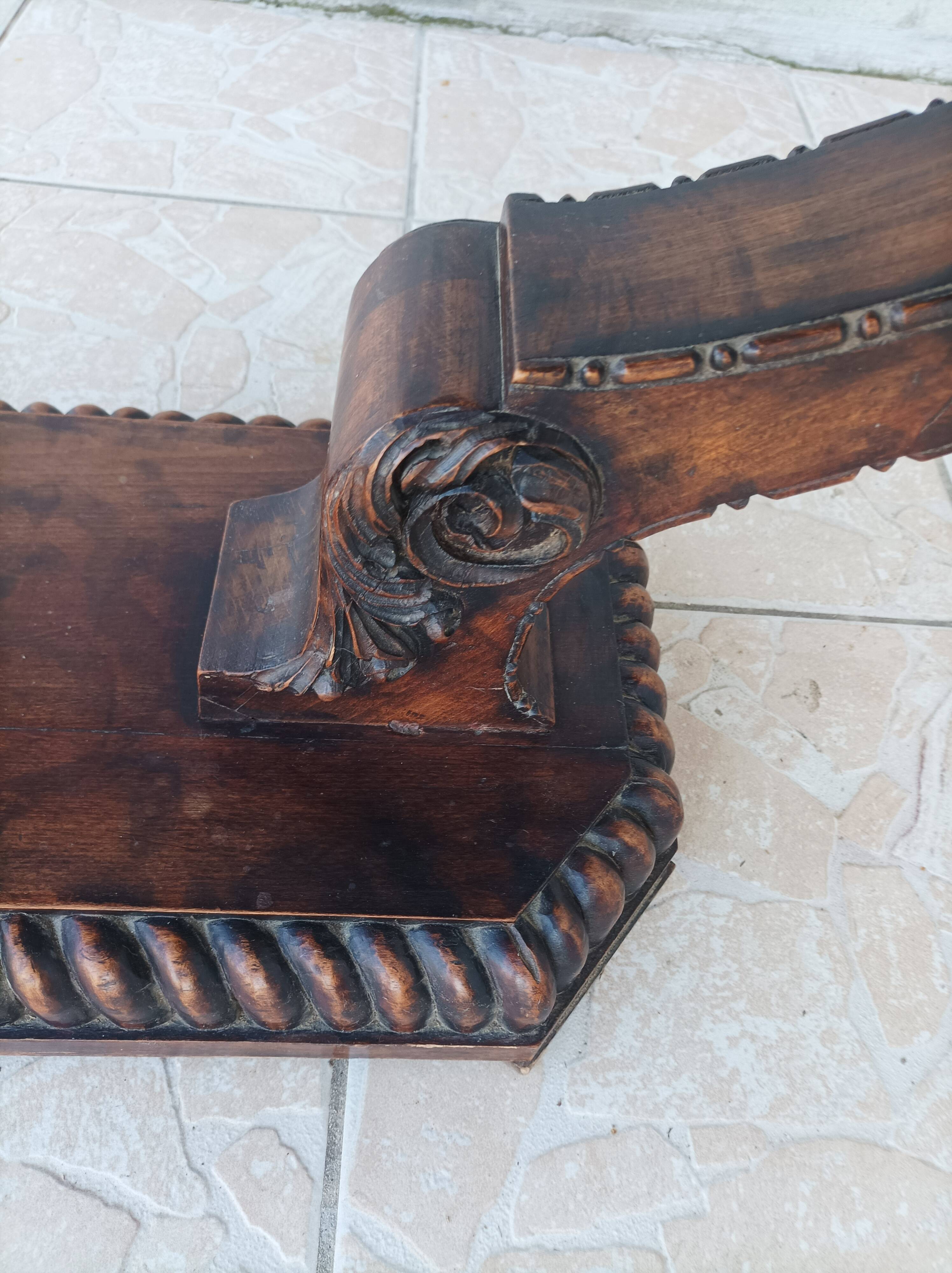 Art Deco style coffee table in carved natural wood