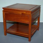 Vintage Oriental Teak Bedside Table with Drawer and Shelf, China