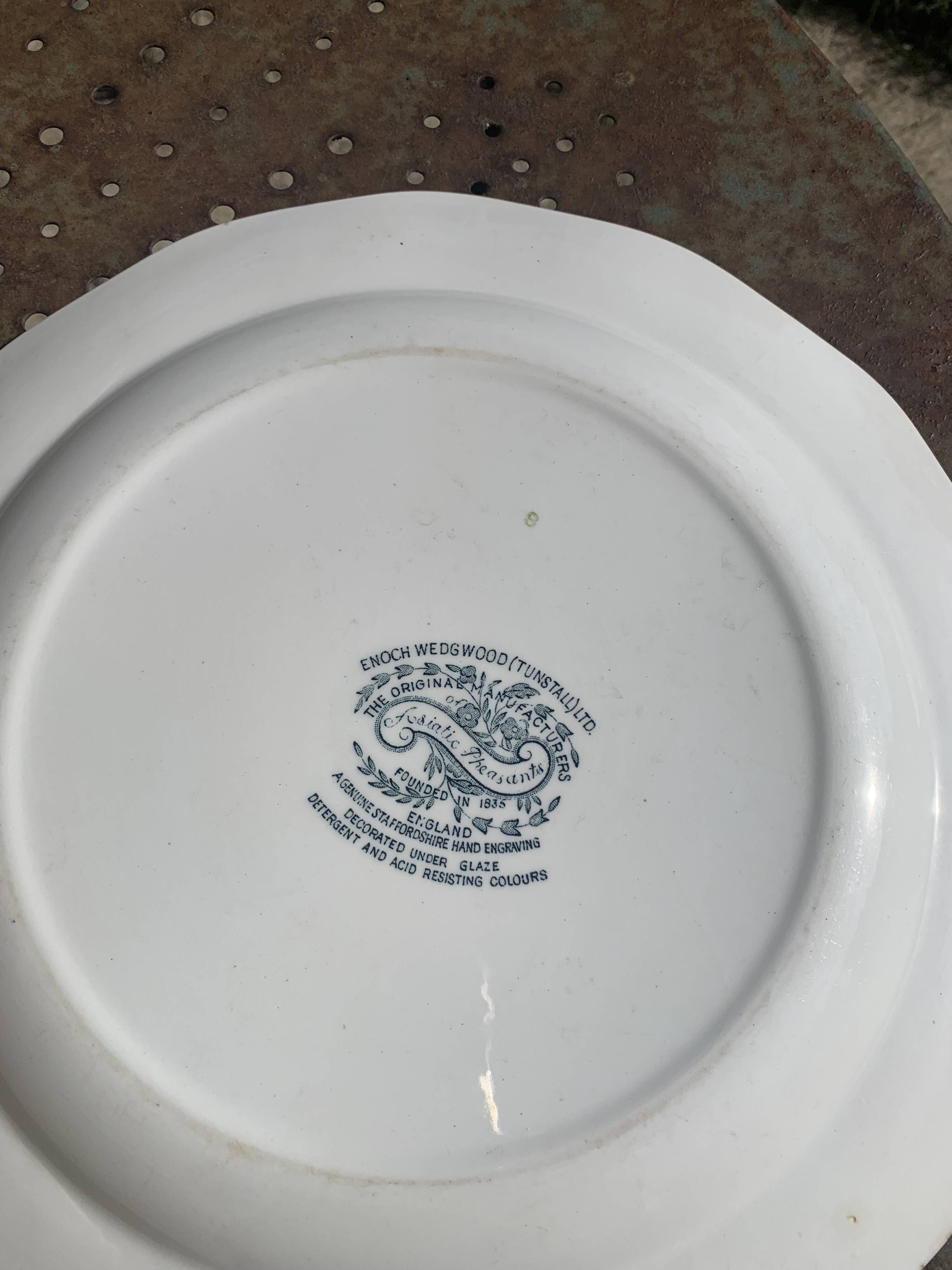 Enoch Wedgwood England cake dish Asiatic pheasants antique