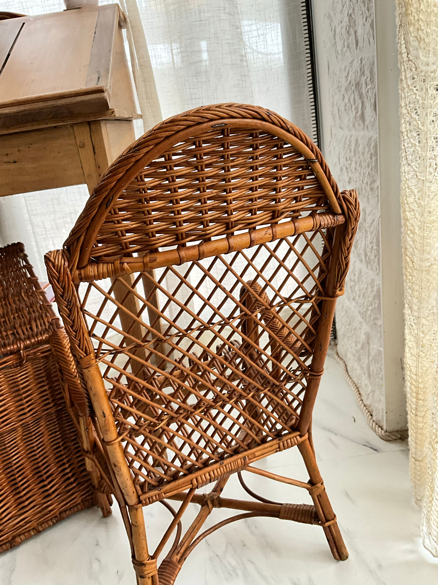 Fauteuil enfant rotin dossier haut
