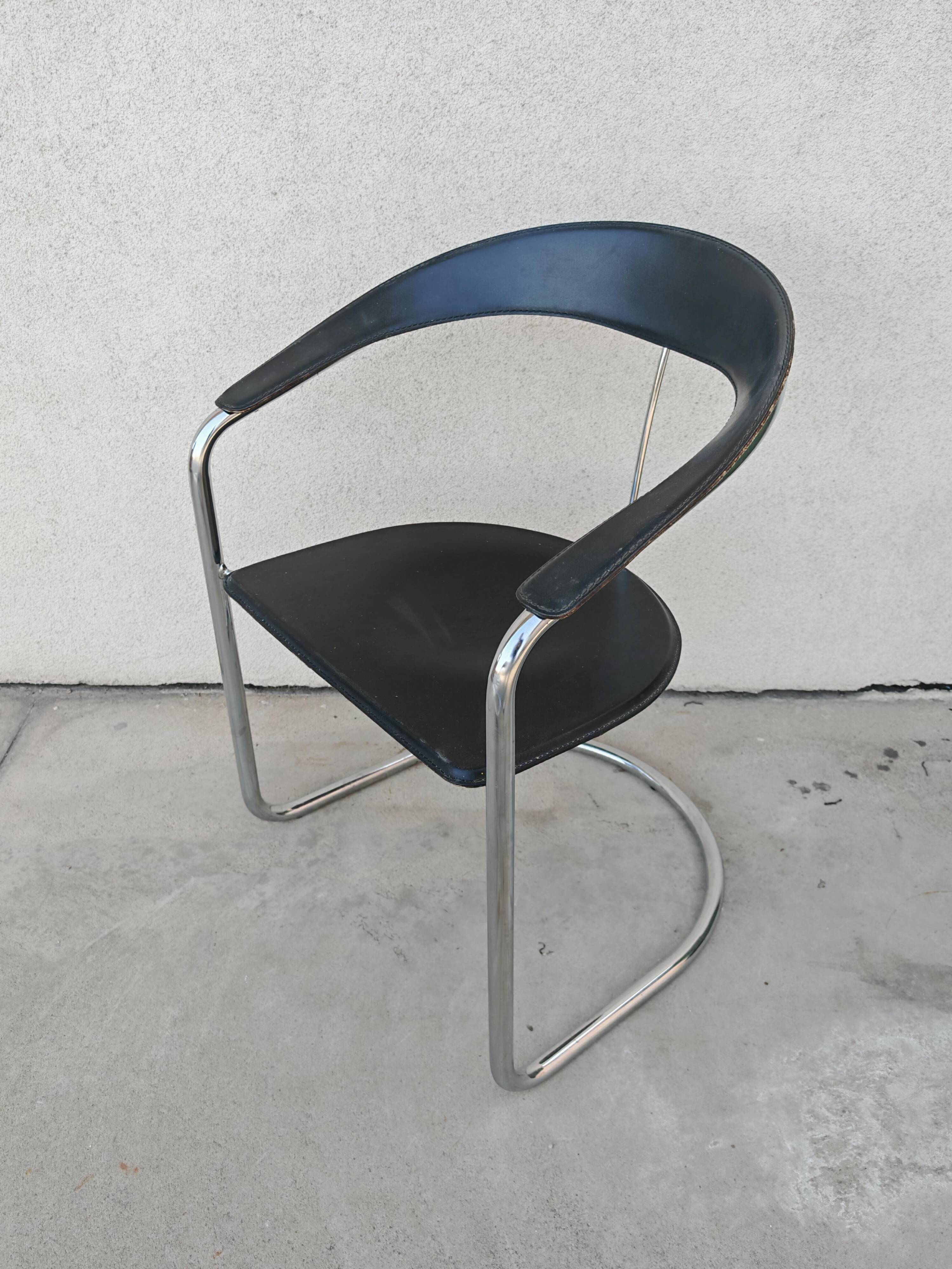 Set of 4 postmodern Canasta leather armchairs by Arrben from the 1970s.