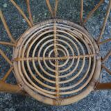 Small round rattan children's chair, vintage 70s