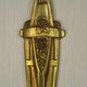 French Art Deco Brass Single Wall Light Rose Bud White & Green Shade 5507