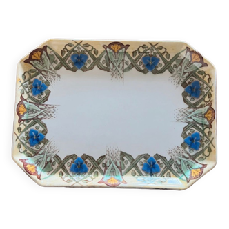 Art Nouveau serving dish from the Luneville faience factory model Sarah.