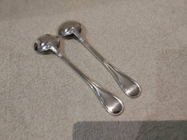 Couvert à servir la salade 2p métal argenté orfèvre Christofle Albi