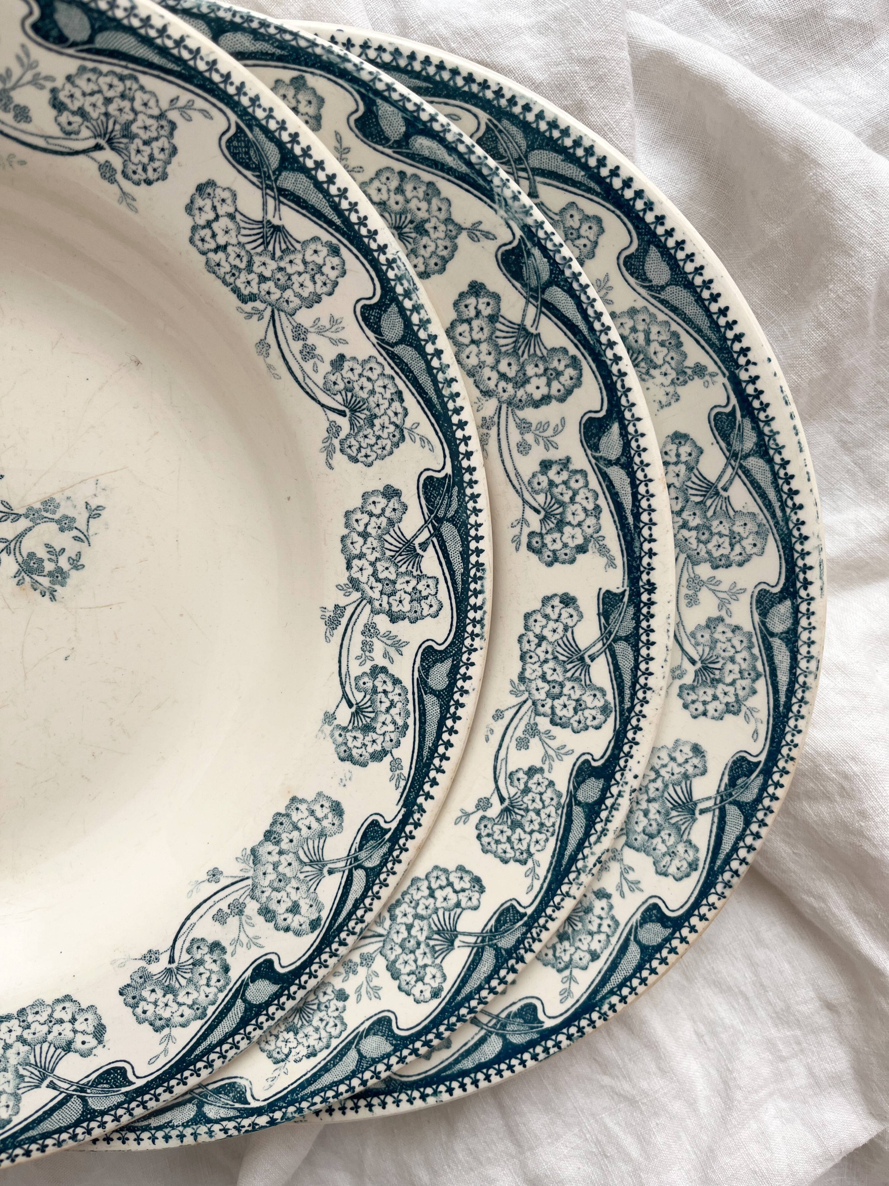 3 ironstone soup plates "Milan" Creil and Montereau