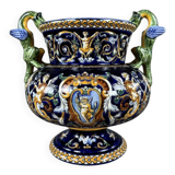 Gien earthenware vase with Renaissance decoration, 20th century.