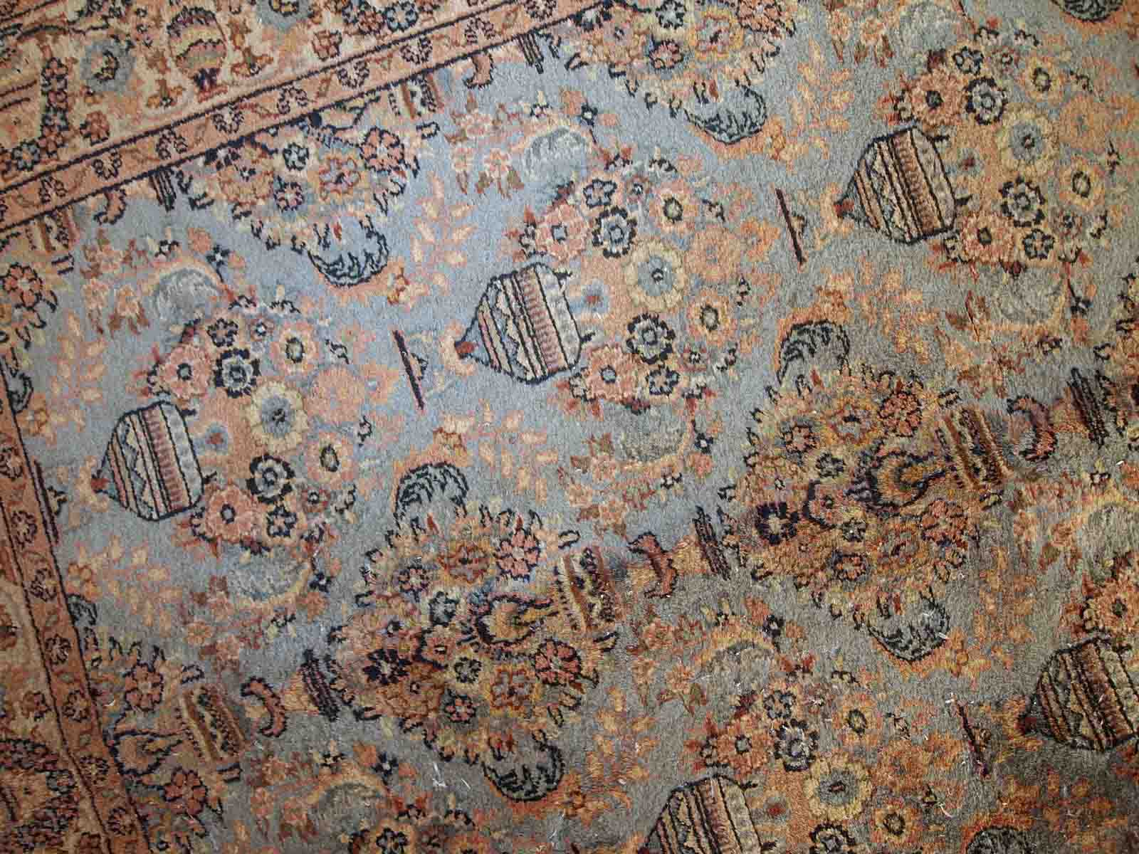 Vintage indian carpet tabriiz handmade 126cm x 188cm 1960s, 1c736