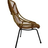Tripod Rattan easy chair by Dirk van Sliedregt Rohe Noordwolde 1960 in the Netherlands