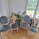 Lot de 2 fauteuils et 4 chaises style Louis XVI dossier Mongolfière