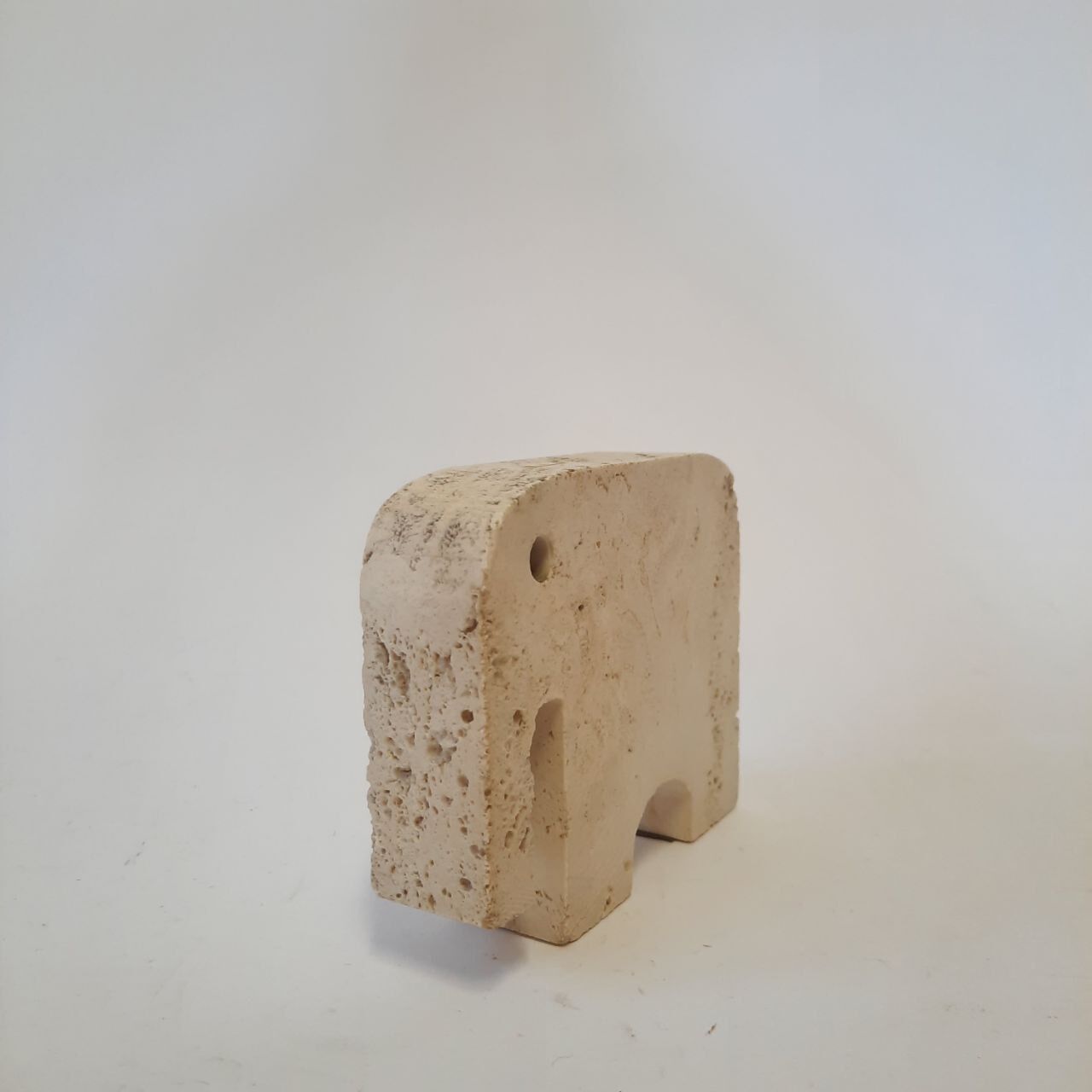 Three elephant statuettes travertine paperweight - Fratelli Mannelli made in Italy - vintage