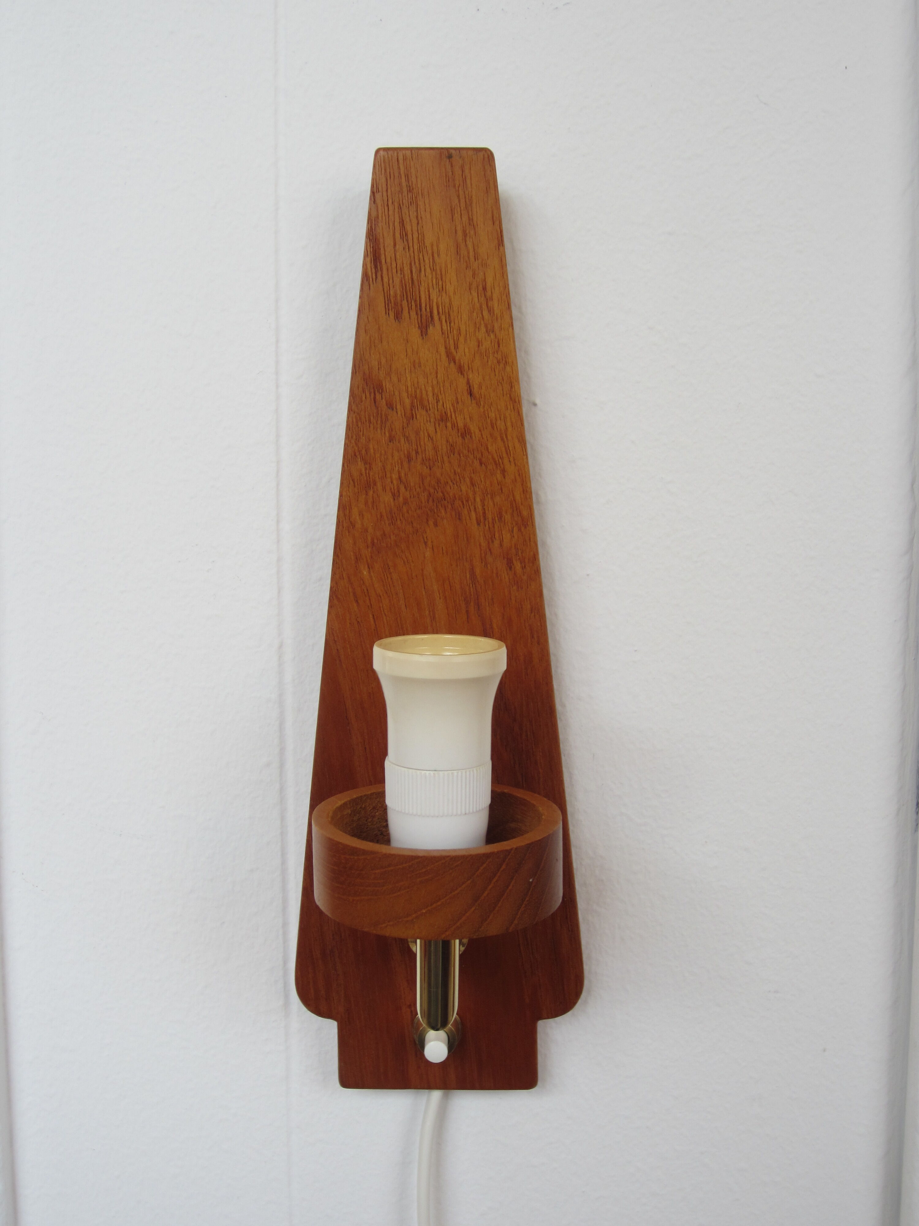 Scandinavian teak and glass wall lamp