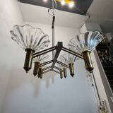 Large Rectangular Murano Glass Bronze Barovier Chandelier 1940’s