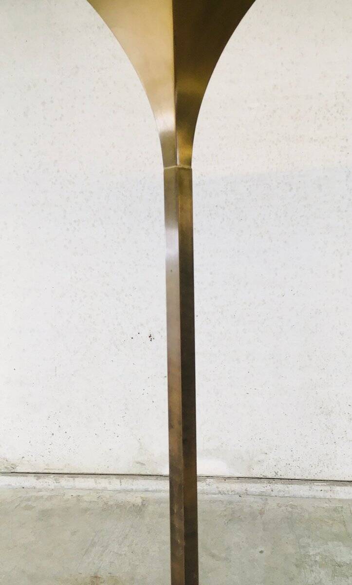 Postmodern Design Brass Fluted Torchiere Floor Lamp by Relco, Italy, 1980s