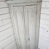 19th century curved corner cupboard in patinated oak