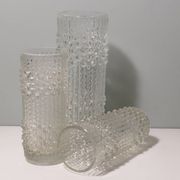 Set of 3 Vases, candle wax pattern, Sklo Union glassware, Czech Republic. 1970