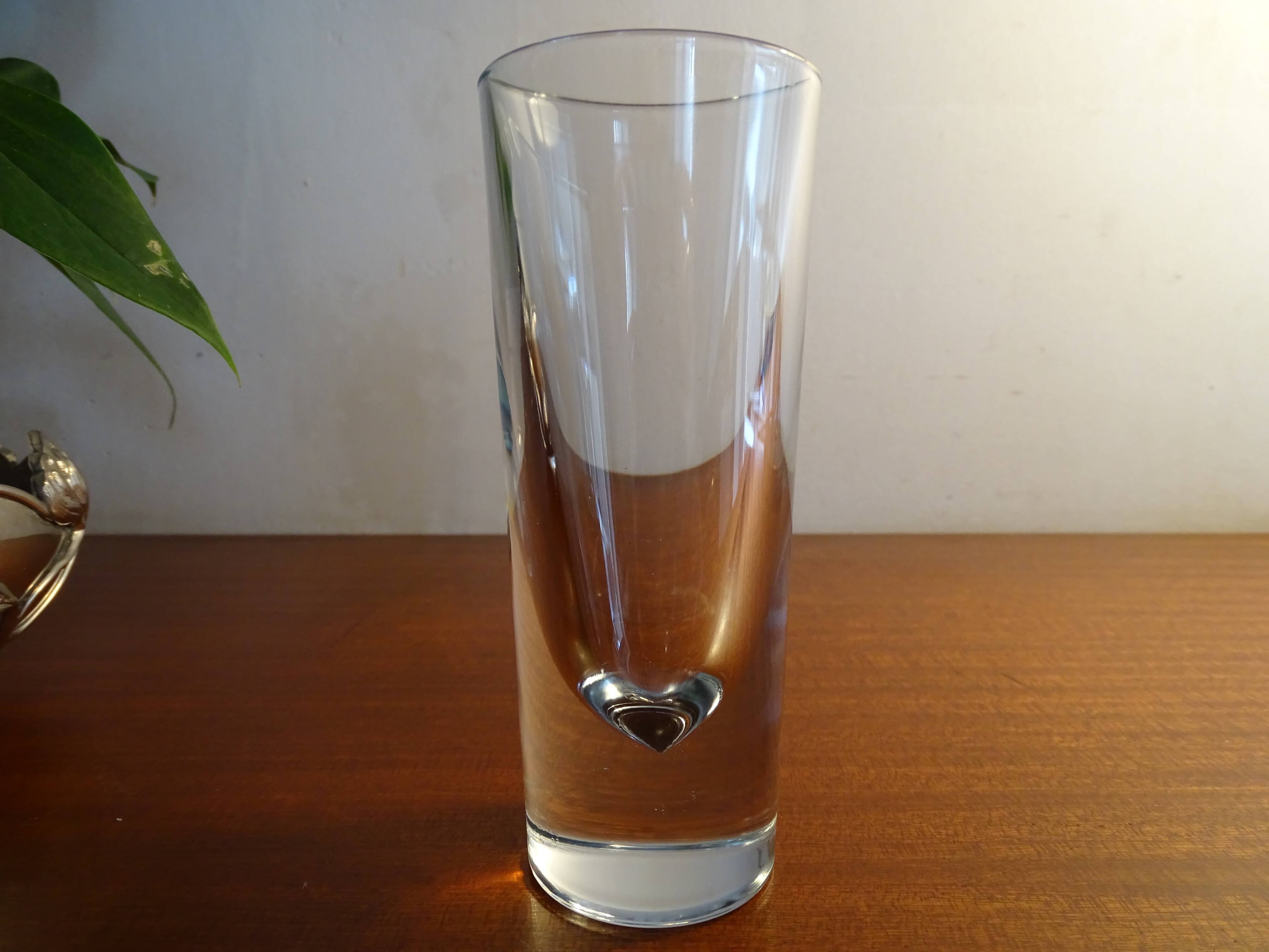 4 high glasses Heavy bullet glass Carlo Moretti Italy 1980 signed