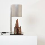 Brutalist lamp signed Philippe Jean steel and red schist 1970