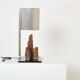 Brutalist lamp signed Philippe Jean steel and red schist 1970