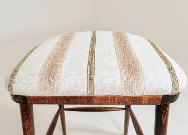 Tabourets de bar en hêtre rustique – Tissu jacquard rayé