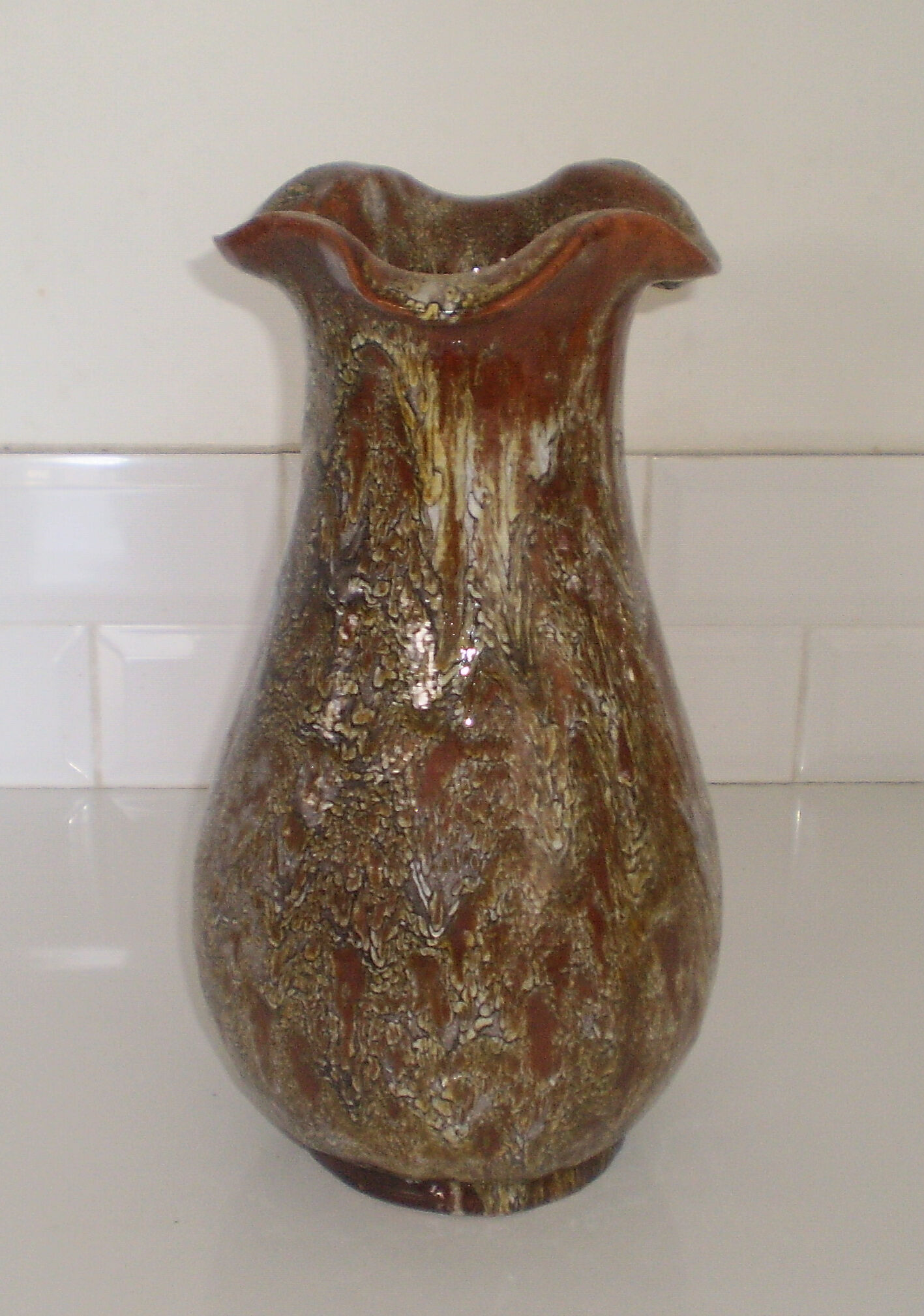 Vintage enamelled ceramic vase