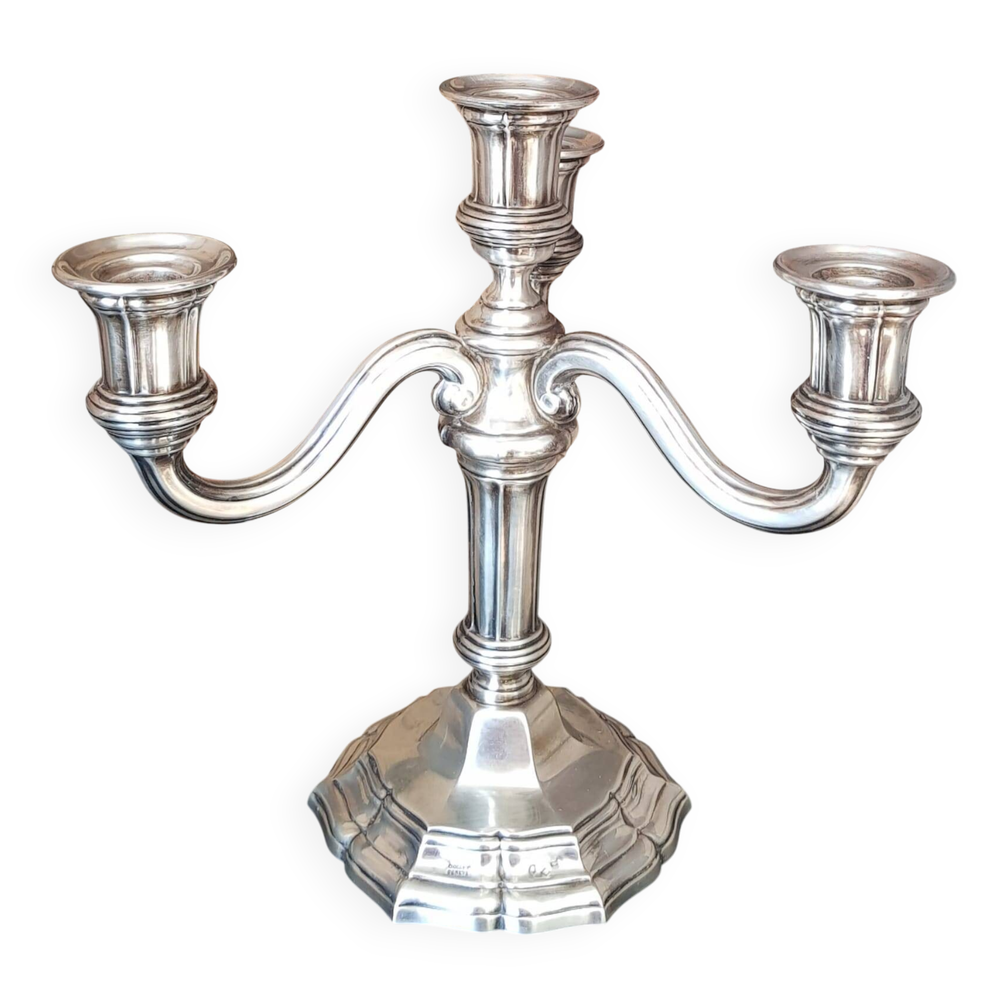 silver candelabrum chandelier with 4 candles