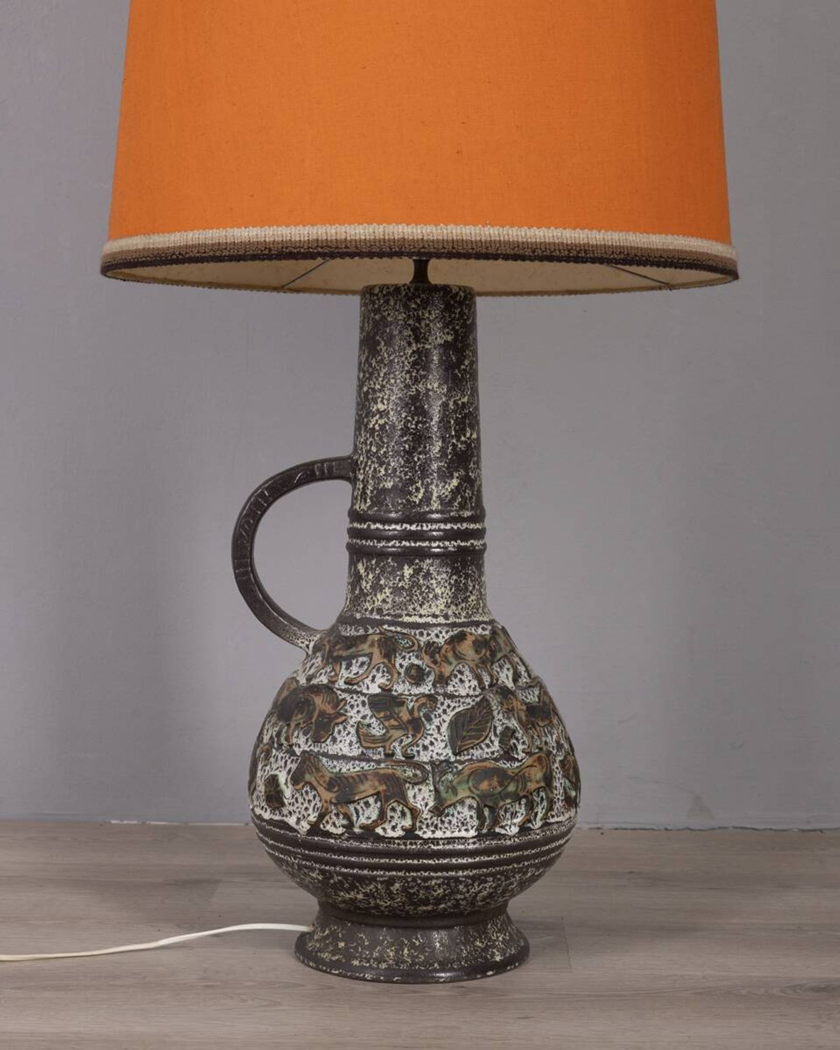 Lampe de sol en céramique vintage des années 1960, design allemagne de l'ouest