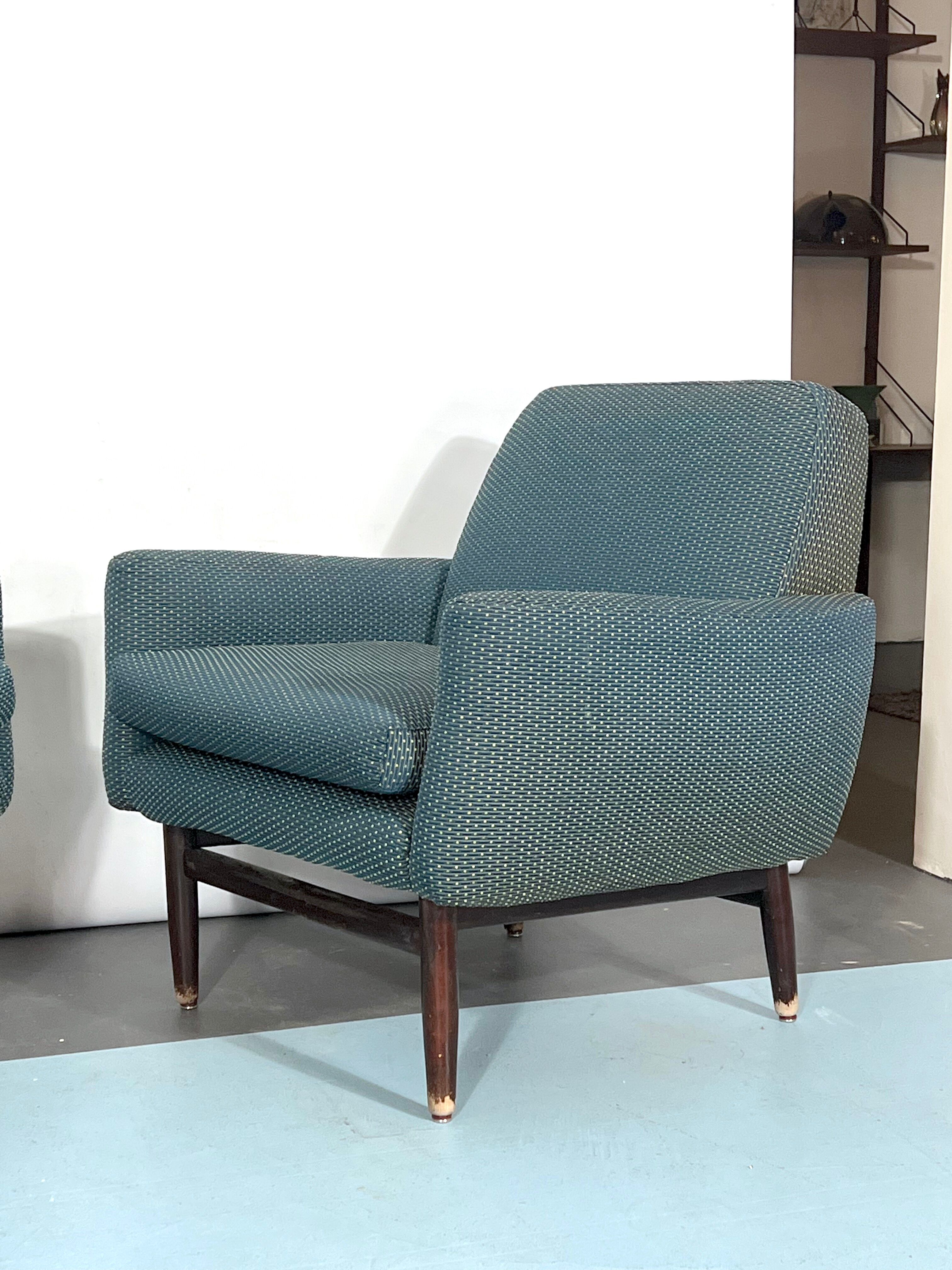 Italian Mid-century wood modern armchairs from 60s