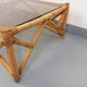 Vintage rectangular coffee table in rattan and smoked glass from the 1970s.