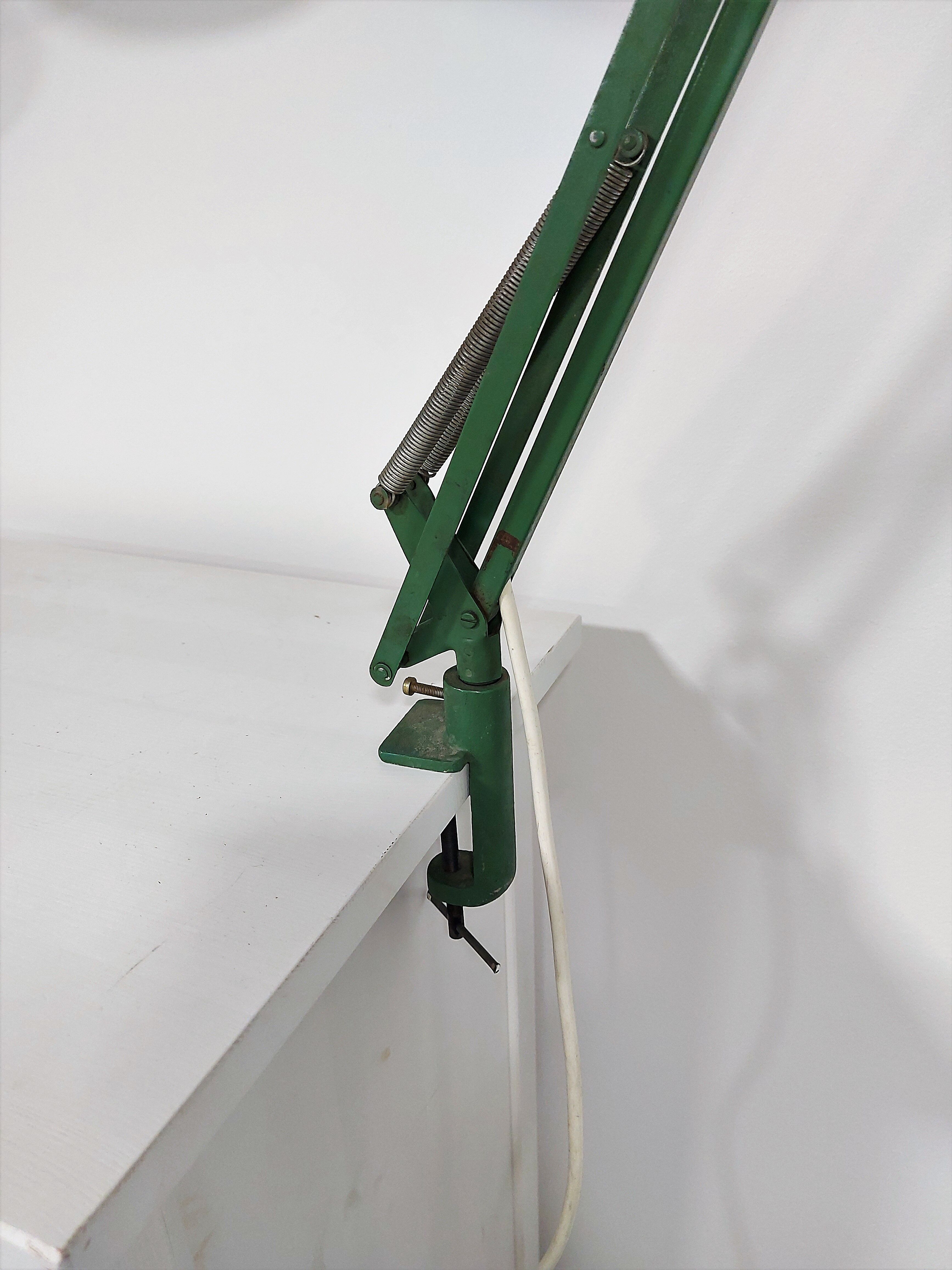 Architect Adjustable Green Swing-Arm Desk Lamp, 1970s