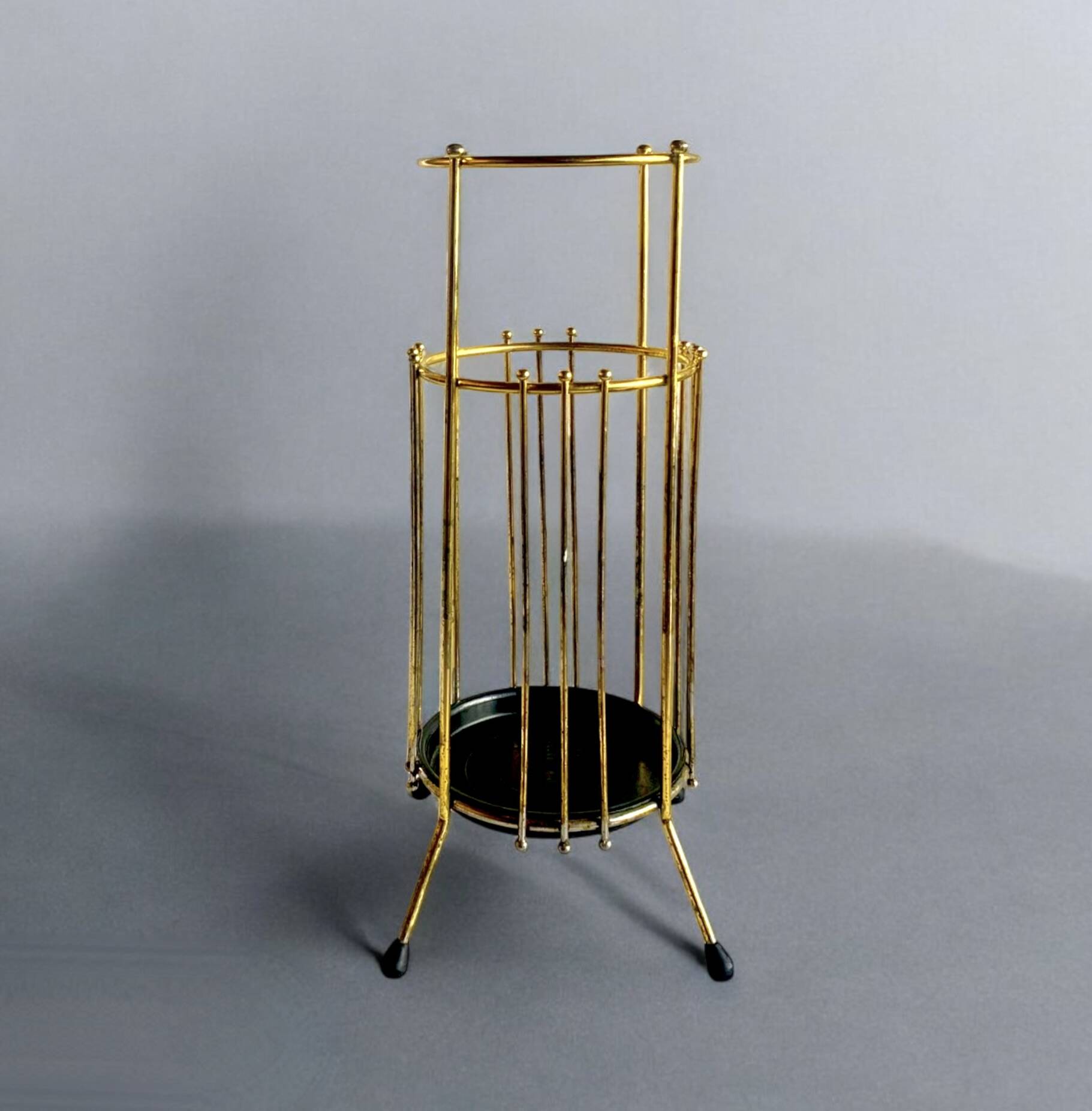 Vintage gold metal umbrella stand