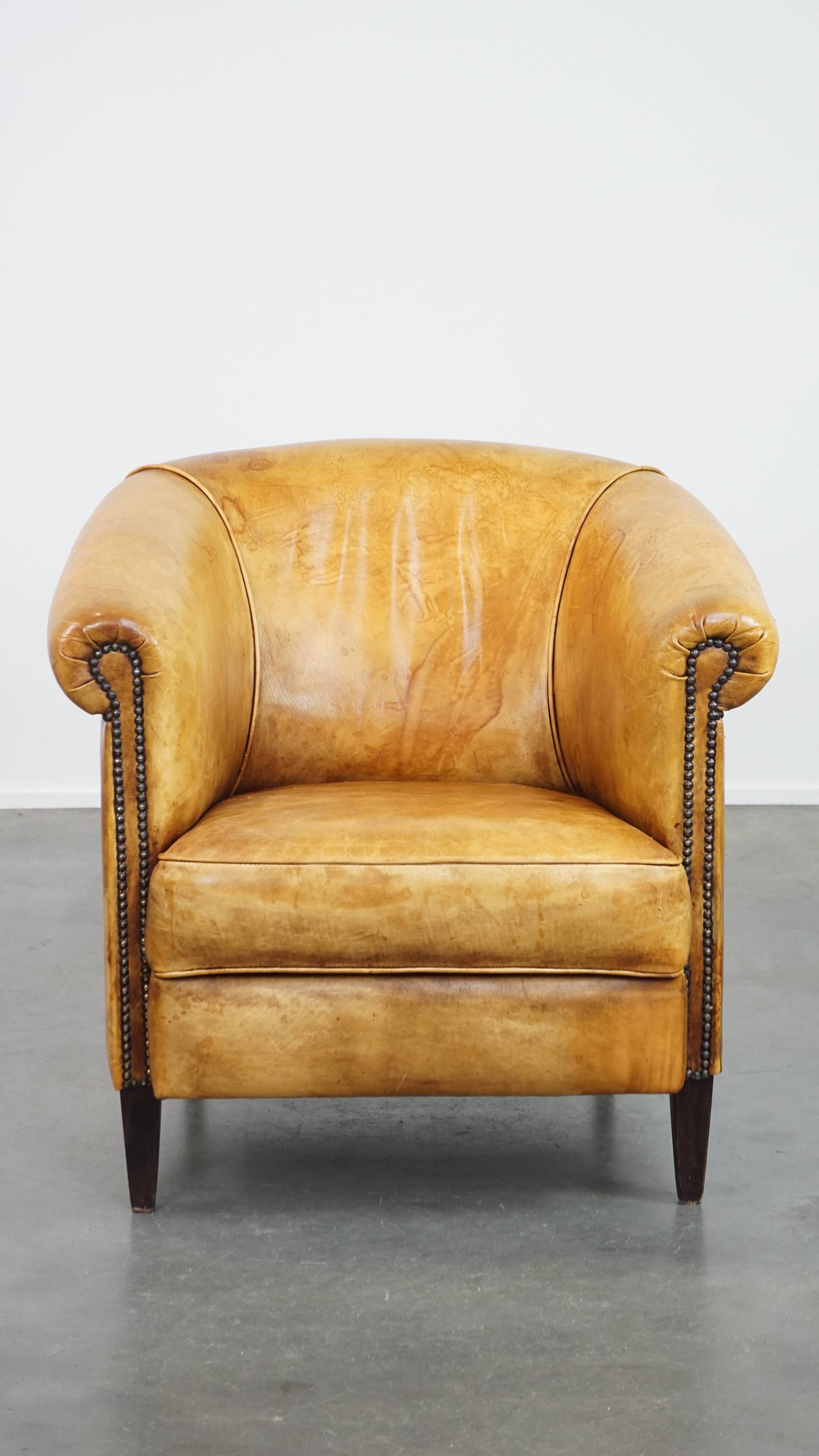 Cow leather English style club chair
