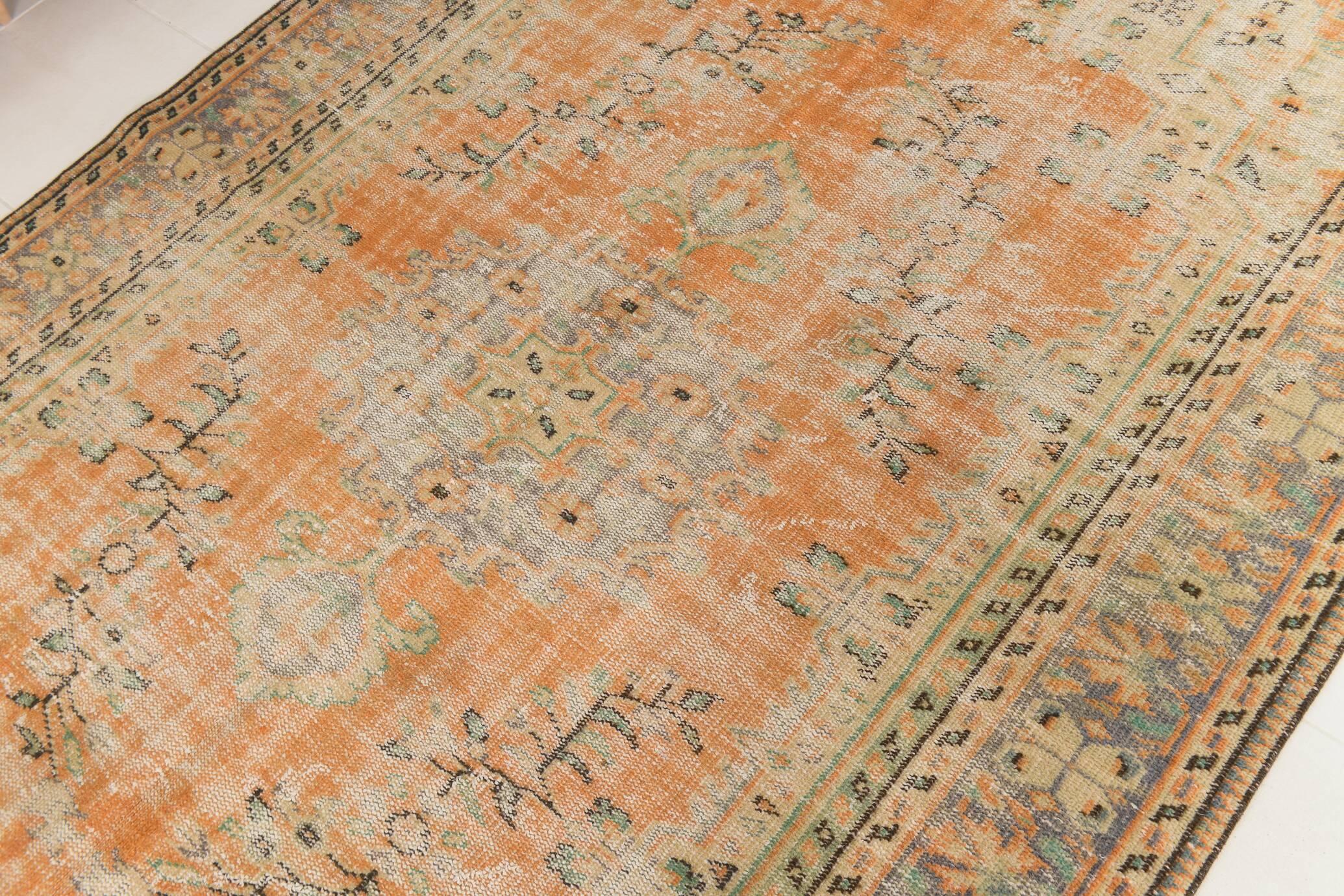 6x10 Peach Orange Large Vintage Rug, 184x290 Cm