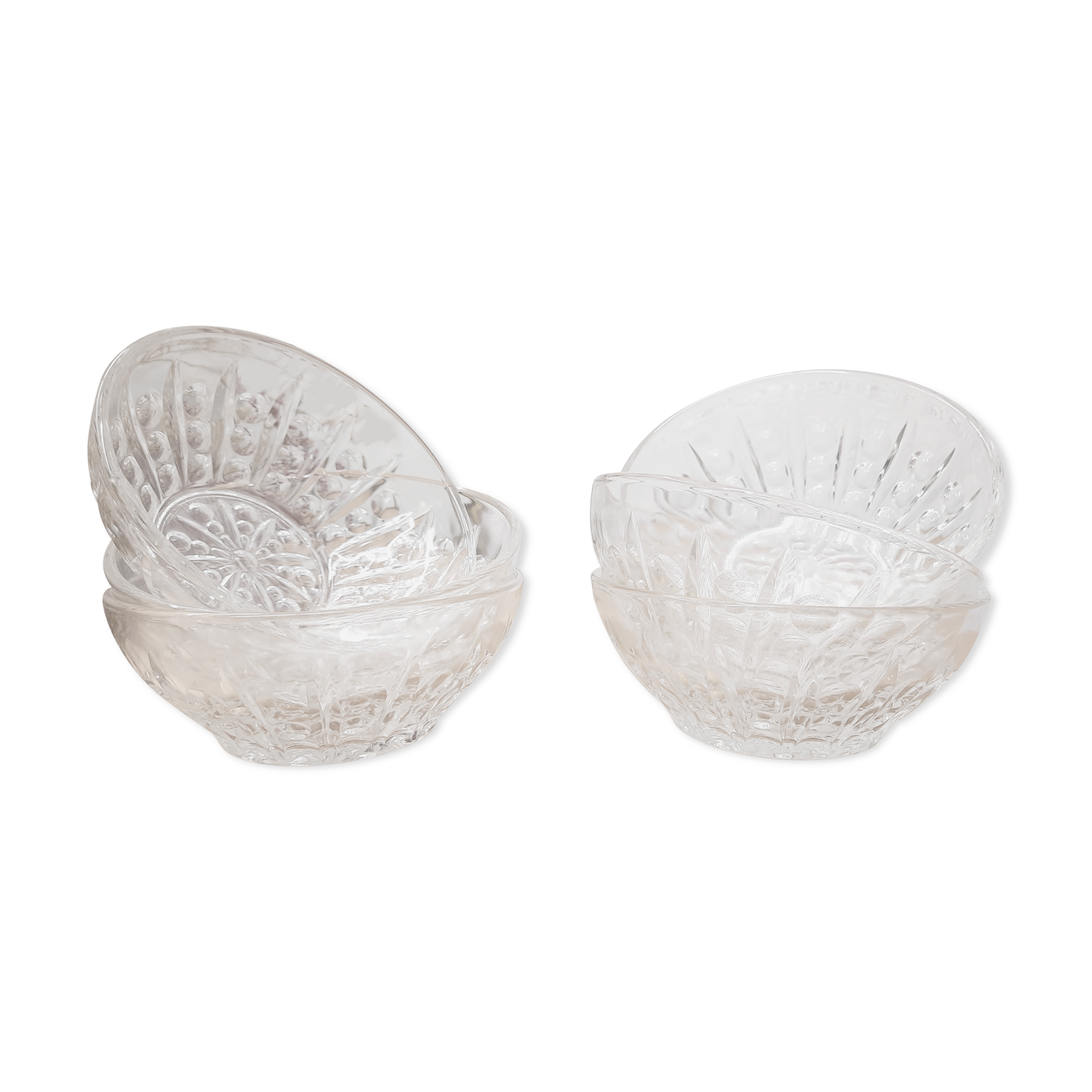 Set 6 cups chiseled glass