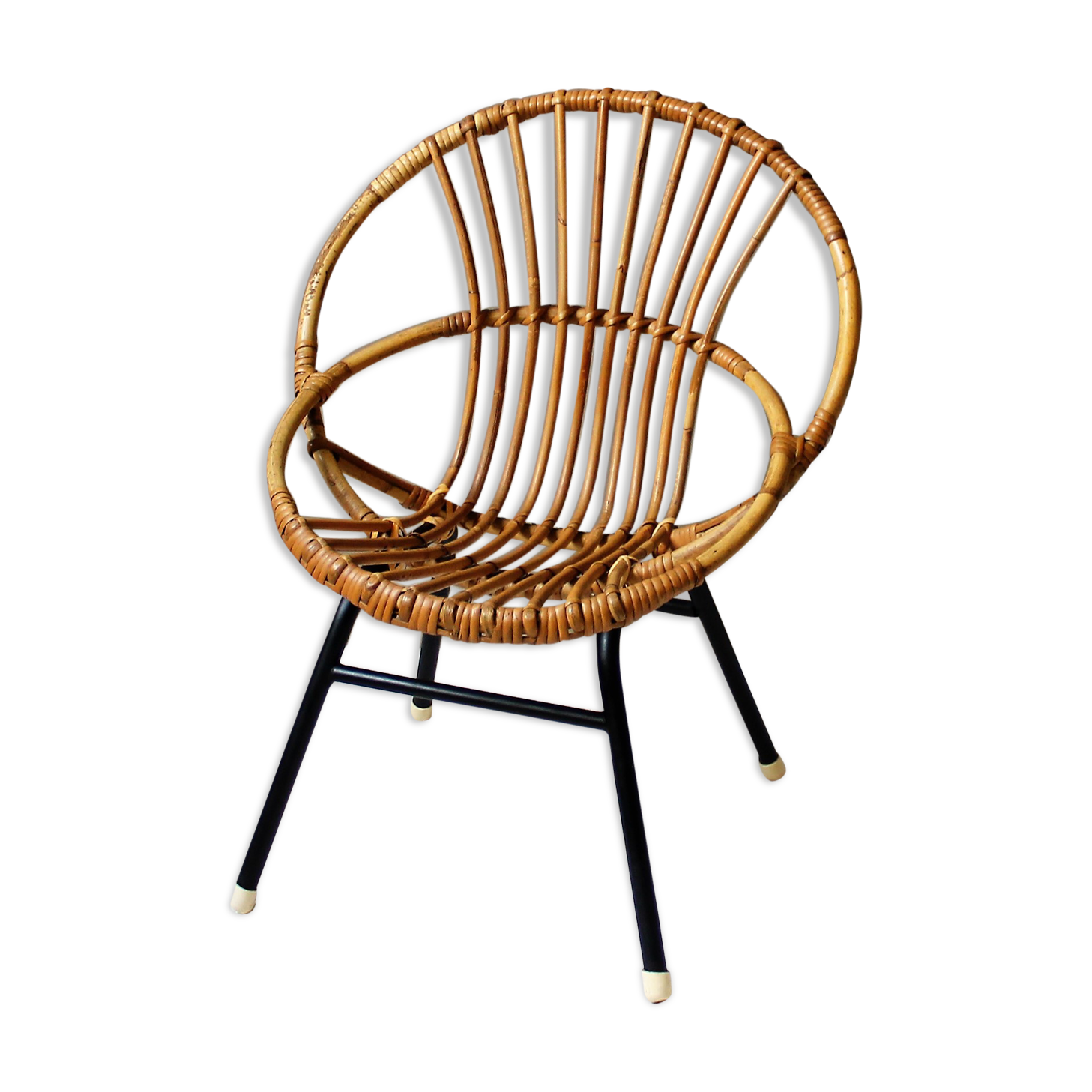 Armchair rattan vintage child shell