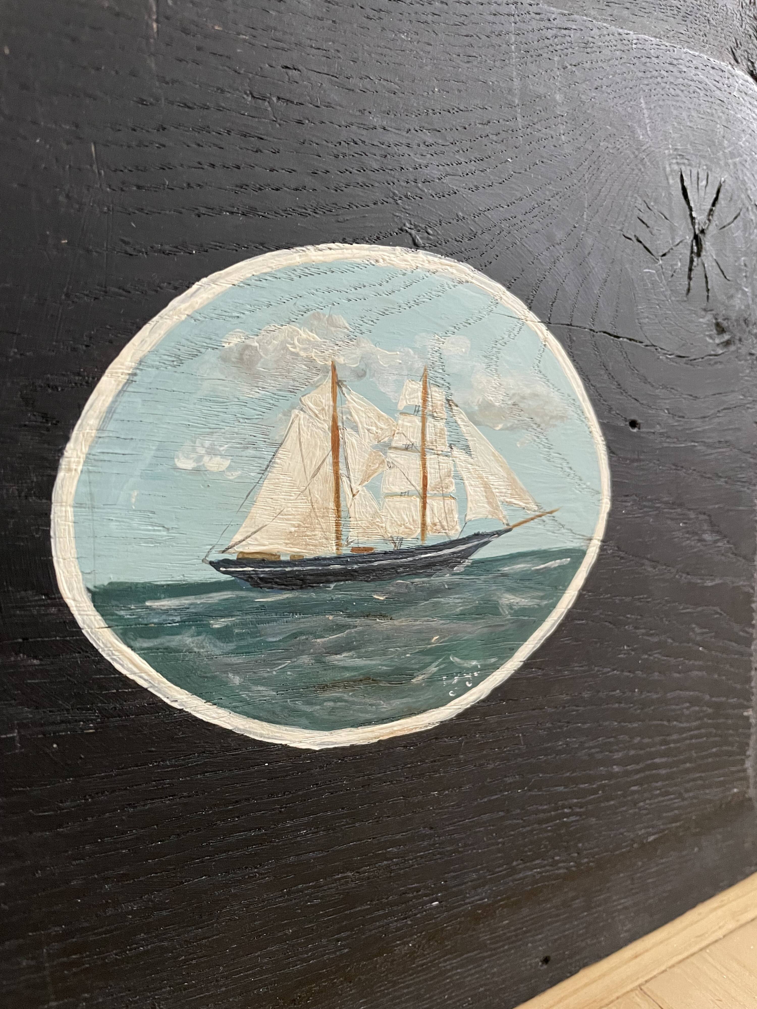 Maritime landscape, oil on thick wooden panel