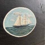 Maritime landscape, oil on thick wooden panel