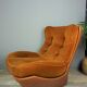 Pair of armchairs in imitation leather cognac and velvet model Orsay by Beka