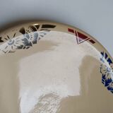 Compotier bas Badonviller art déco beige à fleurs
