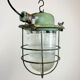 Green Industrial Soviet Bunker Pendant Light with Iron Grid, 1960s
